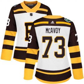 Adidas Boston Bruins #73 Charlie McAvoy White Authentic 2019 Winter Classic Womens Stitched NHL Jersey