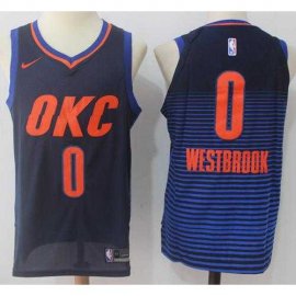 Nike Oklahoma City Thunder #0 Russell Westbrook Black Blue Stitched NBA Swingman Jersey