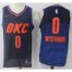 Nike Oklahoma City Thunder #0 Russell Westbrook Black Blue Stitched NBA Swingman Jersey
