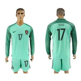 Portugal #17 Nani Away Long Sleeves Soccer Country Jersey