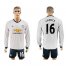 Manchester United #16 Carrick Sec Away Long Sleeves Soccer Club Jersey