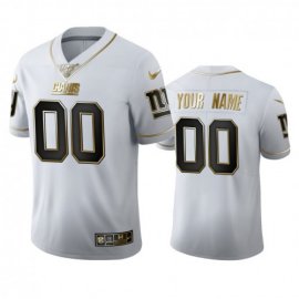 New York Giants Custom Mens Nike White Golden Edition Vapor Limited NFL 100 Jersey