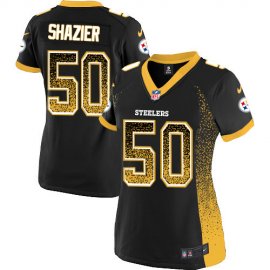Nike Pittsburgh Steelers #50 Ryan Shazier Black Team Color Womens Stitched NFL Elite Drift Fashion Jersey