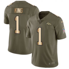 Nike Denver Broncos #1 Marquette King Olive/Gold Mens Stitched NFL Limited 2017 Salute To Service Jersey