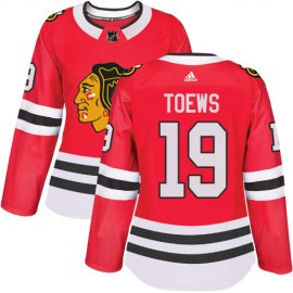 Adidas Chicago Blackhawks #19 Jonathan Toews Red Home Authentic Womens Stitched NHL Jersey