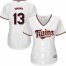 Minnesota Twins #13 Ehire Adrianza White Home Womens Stitched MLB Jersey