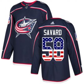 Adidas Columbus Blue Jackets #58 David Savard Navy Blue Home Authentic USA Flag Stitched NHL Jersey