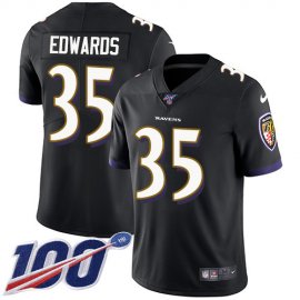 Nike Baltimore Ravens #35 Gus Edwards Black Alternate Mens Stitched NFL 100th Season Vapor Untouchable Limited Jersey