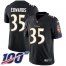 Nike Baltimore Ravens #35 Gus Edwards Black Alternate Mens Stitched NFL 100th Season Vapor Untouchable Limited Jersey