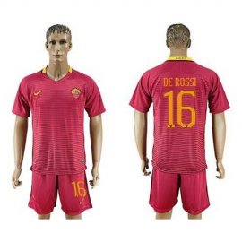 Roma #16 De Rossi Red Home Soccer Club Jersey