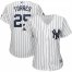 New York Yankees #25 Gleyber Torres Majestic Womens 2019 Postseason Official Cool Base Player Jersey White Navy