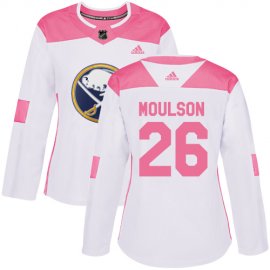 Adidas Buffalo Sabres #26 Matt Moulson White/Pink Authentic Fashion Womens Stitched NHL Jersey