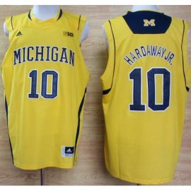 Michigan Wolverines 10 Tim Hardaway Big 10 Patch Yellow NCAA Basketball Jerseys