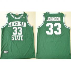 HC Michigan State 33# Magic Johnson Green College Hardwood Legends Basketball Jerseys Cheap
