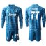 Juventus #77 Buffon Blue Goalkeeper Long Sleeves Soccer Club Jersey