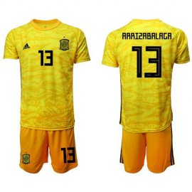 Spain #13 Arrizabalaga Yellow Goalkeeper Soccer Country Jersey