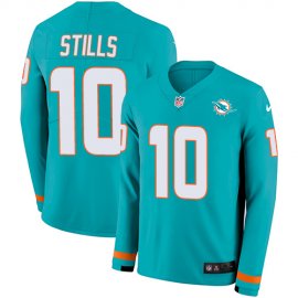 Nike Miami Dolphins #10 Kenny Stills Aqua Green Team Color Mens Stitched NFL Limited Therma Long Sleeve Jersey