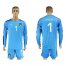 Italy #1 Buffon Blue Long Sleeves Goalkeeper Soccer Country Jersey