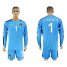 Italy #1 Buffon Blue Long Sleeves Goalkeeper Soccer Country Jersey