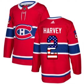 Adidas Montreal Canadiens #2 Doug Harvey Red Home Authentic USA Flag Stitched NHL Jersey