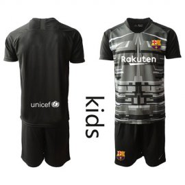 Barcelona Blank Black Goalkeeper Kid Soccer Club Jersey