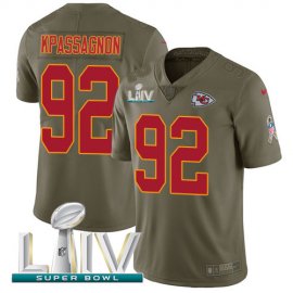 Nike Kansas City Chiefs #92 Tanoh Kpassagnon Olive Super Bowl LIV 2020 Mens Stitched NFL Limited 2017 Salute To Service Jersey