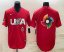Mens USA Baseball 2023 Red World Big Logo With Patch Classic Stitched Jerseys