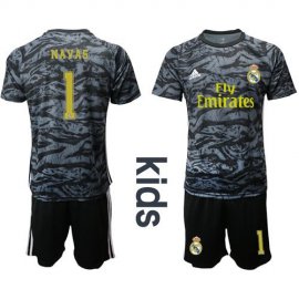 Real Madrid #1 Navas Blue Goalkeeper Kid Soccer Club Jersey