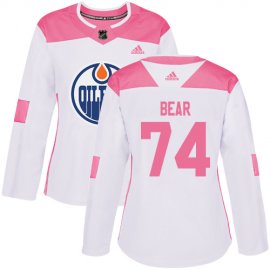 Adidas Edmonton Oilers #74 Ethan Bear White/Pink Authentic Fashion Womens Stitched NHL Jersey