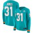 Nike Miami Dolphins #31 Byron Jones Aqua Green Team Color Womens Stitched NFL Limited Therma Long Sleeve Jersey