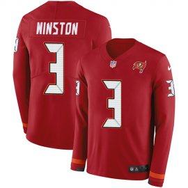 Nike Tampa Bay Buccaneers #3 Jameis Winston Red Team Color Mens Stitched NFL Limited Therma Long Sleeve Jersey