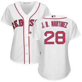 Boston Red Sox #28 J. D. Martinez White Home Womens Stitched MLB Jersey