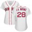 Boston Red Sox #28 J. D. Martinez White Home Womens Stitched MLB Jersey