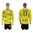 Dortmund #17 Aubameyang Home Long Sleeves Soccer Club Jersey
