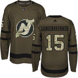 Adidas New Jersey Devils #15 Jamie Langenbrunner Green Salute to Service Stitched NHL Jersey