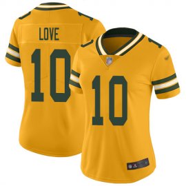 Nike Green Bay Packers #10 Jordan Love Gold Womens Stitched NFL Limited Inverted Legend Jersey