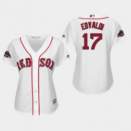 Boston Red Sox #17 Nathan Eovaldi White Home 2018 World Series Champions Womens Stitched MLB Jersey