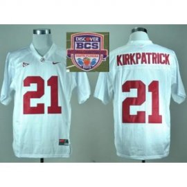 2013 BCS National Championship Alabama Crimson #21 Kirkpatrick White NCAA Football Jersey