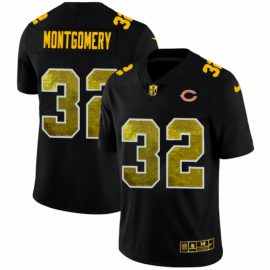 Chicago Chicago Bears #32 David Montgomery Mens Black Nike Golden Sequin Vapor Limited NFL Jersey