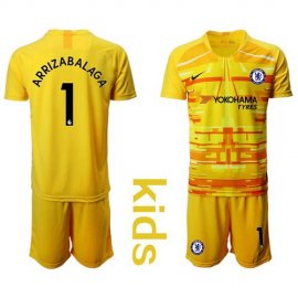 Chelsea #1 Arrizabalaga Yellow Goalkeeper Kid Soccer Club Jersey