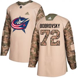 Adidas Columbus Blue Jackets #72 Sergei Bobrovsky Camo Authentic 2017 Veterans Day Stitched NHL Jersey