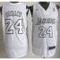 Los Angeles Lakers 24 Kobe Bryant White Revolution 30 Swingman Jerseys Silver Number Christmas Style Cheap