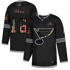 St. Louis Blues #16 Brett Hull Adidas Mens Black USA Flag Limited NHL Jersey