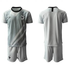 France Blank Grey Goalkeeper Soccer Country Jersey