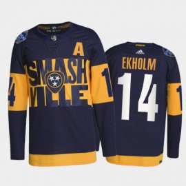 Adidas Nashville Predators #14 Mattias Ekholm Mens 2022 Stadium Series Authentic NHL Jersey – Navy Mens