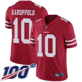 Nike San Francisco 49ers #10 Jimmy Garoppolo Red Team Color Mens Stitched NFL 100th Season Vapor Limited Jersey