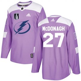 Adidas Tampa Bay Lightning #27 Ryan McDonagh Purple Authentic 2022 Stanley Cup Final Patch Fights Cancer Stitched NHL Jersey Mens