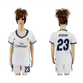 Womens Real Madrid #23 Beckham Home Soccer Club Jersey