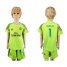Real Madrid #1 I.Casillas Shiny Green Goalkeeper Kid Soccer Club Jersey