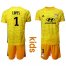 Lyon #1 Lopes Yellow Goalkeeper Kid Soccer Club Jersey